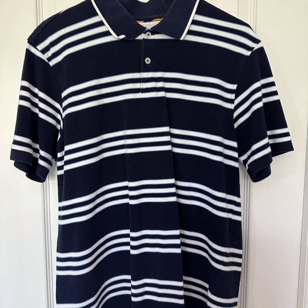 Club Room Men’s navy and white stripped polo. Gentle used.